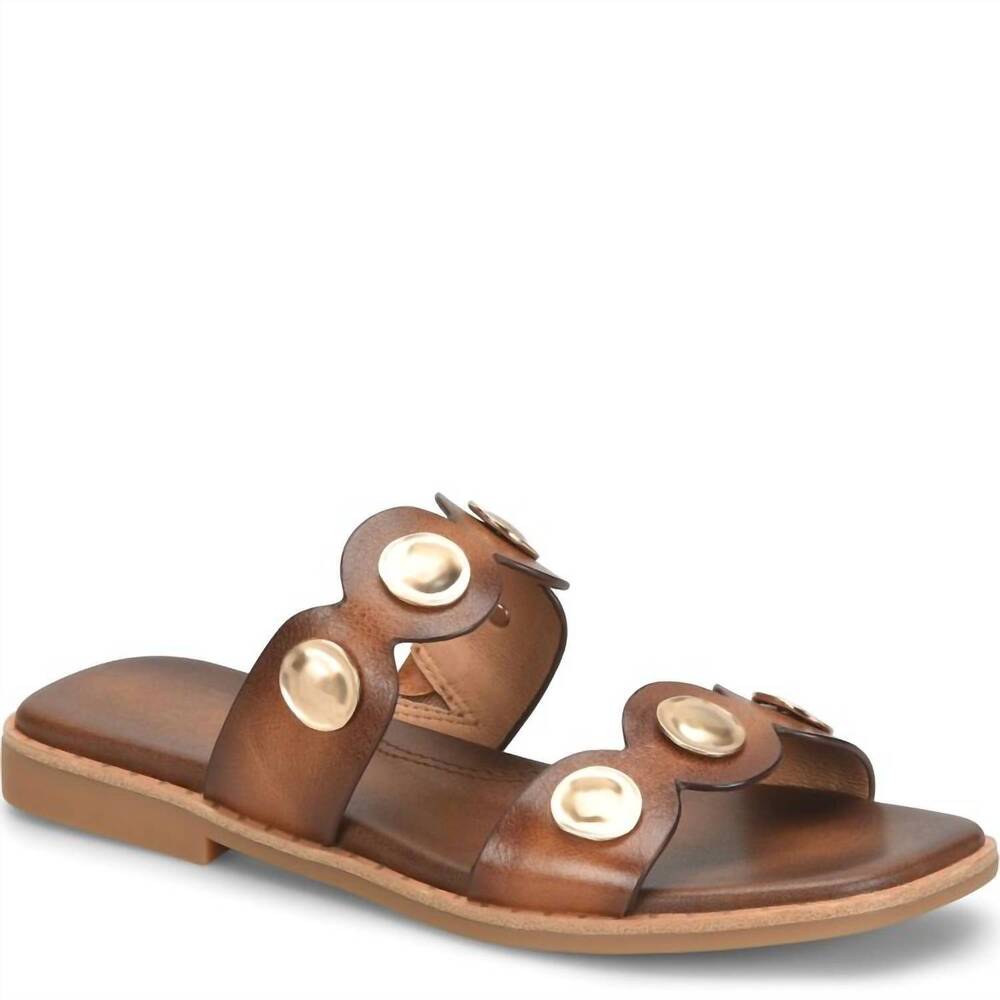 NEW SOFFT women's ezra slide sandals in antico luggage brown
